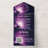 Elegant Navy Blue Galaxy Modern RSVP QR Code All In One Uitnodiging (Binnen)