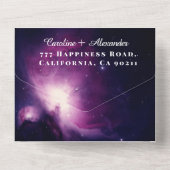 Elegant Navy Blue Galaxy Modern RSVP QR Code All In One Uitnodiging (Achterkant)