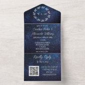 Elegant Navy Blue Galaxy Modern RSVP QR Code All In One Uitnodiging (Binnen)