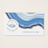 Elegant Navy & Blue Geode Gold Glitter Agate Visitekaartje (Voorkant)