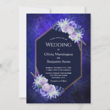Elegant Navy Blue Geometric Floral Wedding