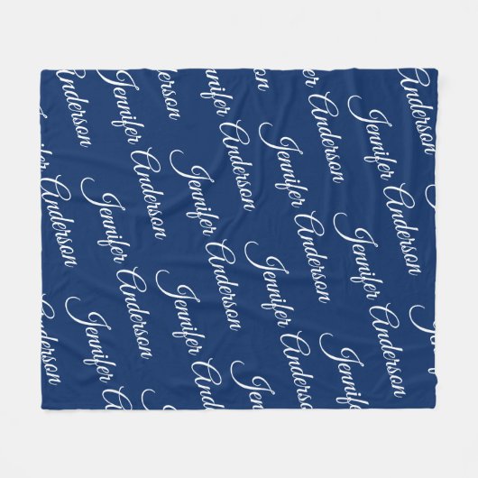 Elegant Navy Blue Gift Repetable Name Script Fleece Deken (Voorkant (Horizontaal))