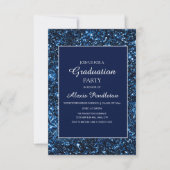 Elegant Navy Blue Glitter Afstuderen Kaart (Voorkant)