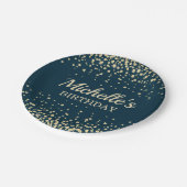 Elegant Navy Blue Glitter Birthday Party Papieren Bordje (Gekanteld)