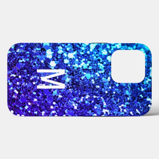 Elegant Navy Blue Glitter Custom monogrammed Naam Case-Mate iPhone Case (Achterkant (horizontaal))