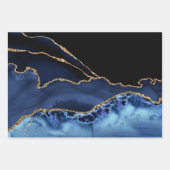 Elegant Navy Blue Glitter Marble Agate Inpakpapier Vel (Voorkant 3)