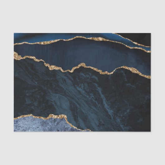 Elegant Navy Blue Glitter Marble Tissuepapier (Voorkant)