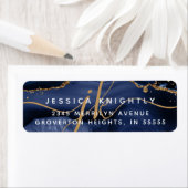 Elegant Navy Blue Glitter Monogram Initialen Etiket (Insitu)