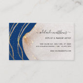 Elegant Navy Blue Glitter Signature Agate Bus Visitekaartje (Achterkant)