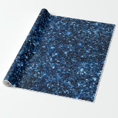 Elegant Navy Blue Glitter Sparkle Shiny Kerstmis Cadeaupapier (Uitgerold)