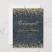 Elegant Navy Blue Glitter Wedding Verloving Kaart (Voorkant)