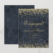 Elegant Navy Blue Glitter Wedding Verloving Kaart (Voorkant / Achterkant)