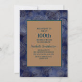 Elegant Navy Blue Gold 100th Birthday Kaart (Voorkant)