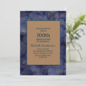 Elegant Navy Blue Gold 100th Birthday Kaart (Staand voorkant)