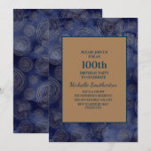 Elegant Navy Blue Gold 100th Birthday Kaart (Voorkant / Achterkant)