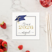 Elegant Navy Blue Gold 2022 Graduation Cap Script Servet (Insitu)