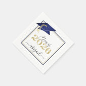 Elegant Navy Blue Gold 2022 Graduation Cap Script Servet (Hoek)