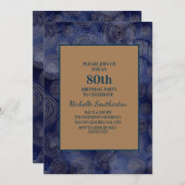 Elegant Navy Blue Gold 80th Birthday Kaart (Voorkant / Achterkant)