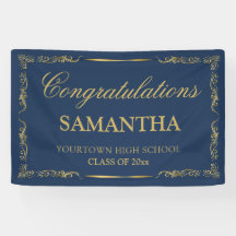 Elegant  Navy Blue Gold Afstuderen