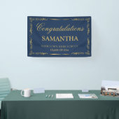 Elegant  Navy Blue Gold Afstuderen Spandoek (Beurs)