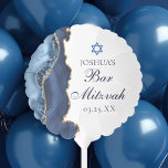 Elegant Navy Blue Gold Agate Bar Mitzvah Party Ballon<br><div class="desc">Elegante marineblauw en gouden agaat versiert de zijkant van deze moderne Bar Mitzvah feestballon. De naam van je zoon is geschreven in een mooi formeel schrift onder de Davidster. Perfect voor een chique,  stijlvolle Joodse familie die viert dat hun jongen wordt geroepen tot de Thora.</div>