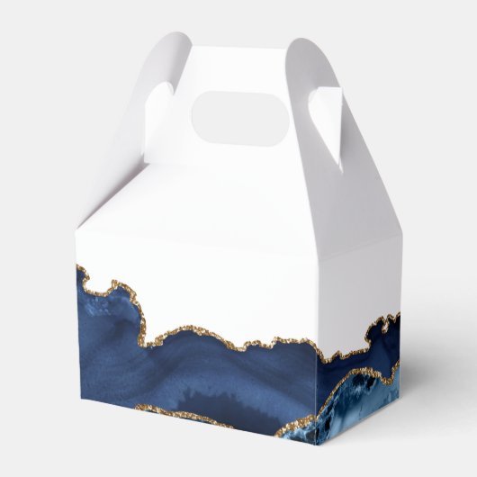 Elegant Navy Blue Gold Agate Bar Mitzvah Party Bedankdoosjes (Achterkant)