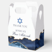 Elegant Navy Blue Gold Agate Bar Mitzvah Party Bedankdoosjes (Geopend)