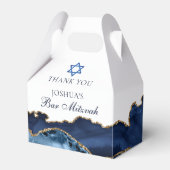 Elegant Navy Blue Gold Agate Bar Mitzvah Party Bedankdoosjes (Voorkant Zijde)