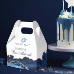 Elegant Navy Blue Gold Agate Bar Mitzvah Party Bedankdoosjes<br><div class="desc">Elegant marineblauw en goudmakelaar versiert deze moderne Bar Mitzvah-partij gunstig. De naam van je zoon is geschreven in een mooi,  formeel schrift onder de ster van David. Ideaal voor een chic,  stijlvolle joodse familie die een jongen viert die naar de Torah wordt geroepen.</div>