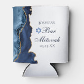 Elegant Navy Blue Gold Agate Bar Mitzvah Party Blikjeskoeler (Voorkant)