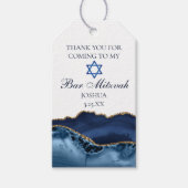 Elegant Navy Blue Gold Agate Bar Mitzvah Party Cadeaulabel (Voorkant)