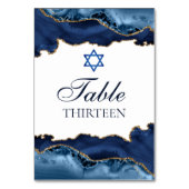 Elegant Navy Blue Gold Agate Bar Mitzvah Party Kaart (Voorkant)