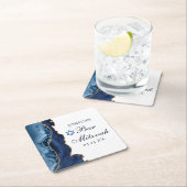 Elegant Navy Blue Gold Agate Bar Mitzvah Party Kartonnen Onderzetters (Insitu)
