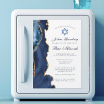 Elegant Navy Blue Gold Agate Bar Mitzvah Party Magnetische Uitnodiging<br><div class="desc">Elegant marineblauw en goud agaat versiert de zijkant van deze moderne Bar Mitzvah ceremonie en feestmagnetisch uitnodigen. De naam van je zoon is geschreven in een mooi formeel schrift onder de Davidster. Perfect voor een chique,  stijlvolle Joodse familie die viert dat hun jongen wordt geroepen tot de Thora.</div>