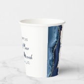 Elegant Navy Blue Gold Agate Bar Mitzvah Party Papieren Bekers (Rechts)
