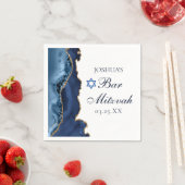Elegant Navy Blue Gold Agate Bar Mitzvah Party Servet (Insitu)