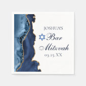 Elegant Navy Blue Gold Agate Bar Mitzvah Party Servet (Voorkant)