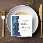 Elegant Navy Blue Gold Agate Bar Mitzvah Party Servet<br><div class="desc">Elegant marineblauw en goudblauw versiert de kant van deze moderne Bar Mitzvah-partijnapkin. De naam van je zoon is geschreven in een mooi,  formeel schrift onder de ster van David. Ideaal voor een chic,  stijlvolle joodse familie die hun jongen viert die naar de Torah wordt geroepen.</div>