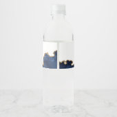 Elegant Navy Blue Gold Agate Bar Mitzvah Party Waterfles Etiket (Achterkant)