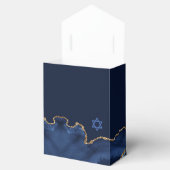 Elegant Navy Blue Gold Agate Bat Mitzvah Bedankdoosjes (Geopend)
