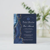 Elegant Navy Blue Gold Agate Bat Mitzvah Briefkaart (Staand voorkant)