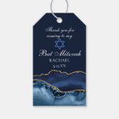 Elegant Navy Blue Gold Agate Bat Mitzvah Cadeaulabel (Voorkant)