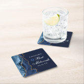 Elegant Navy Blue Gold Agate Bat Mitzvah Kartonnen Onderzetters (Insitu)