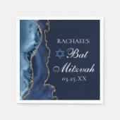Elegant Navy Blue Gold Agate Bat Mitzvah Servet (Voorkant)