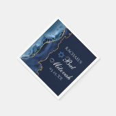 Elegant Navy Blue Gold Agate Bat Mitzvah Servet (Hoek)