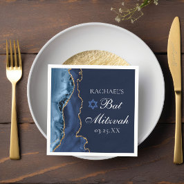 Elegant Navy Blue Gold Agate Bat Mitzvah Servet