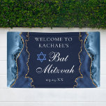 Elegant Navy Blue Gold Agate Bat Mitzvah Spandoek<br><div class="desc">Elegant marineblauw en goudmakelaar versiert de kant van deze hedendaagse Bat Mitzvah-partij welkome banner. De naam van je dochter is geschreven in een mooi,  formeel schrift onder de ster van David. Ideaal voor een chic,  stijlvolle joodse familie die een meisje viert dat naar de Torah wordt geroepen.</div>