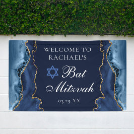 Elegant Navy Blue Gold Agate Bat Mitzvah Spandoek