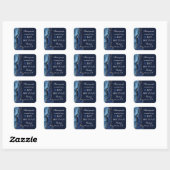 Elegant Navy Blue Gold Agate Bat Mitzvah Vierkante Sticker (Vel)