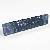Elegant Navy Blue Gold Agate Geode Chic Monogram Naambordje